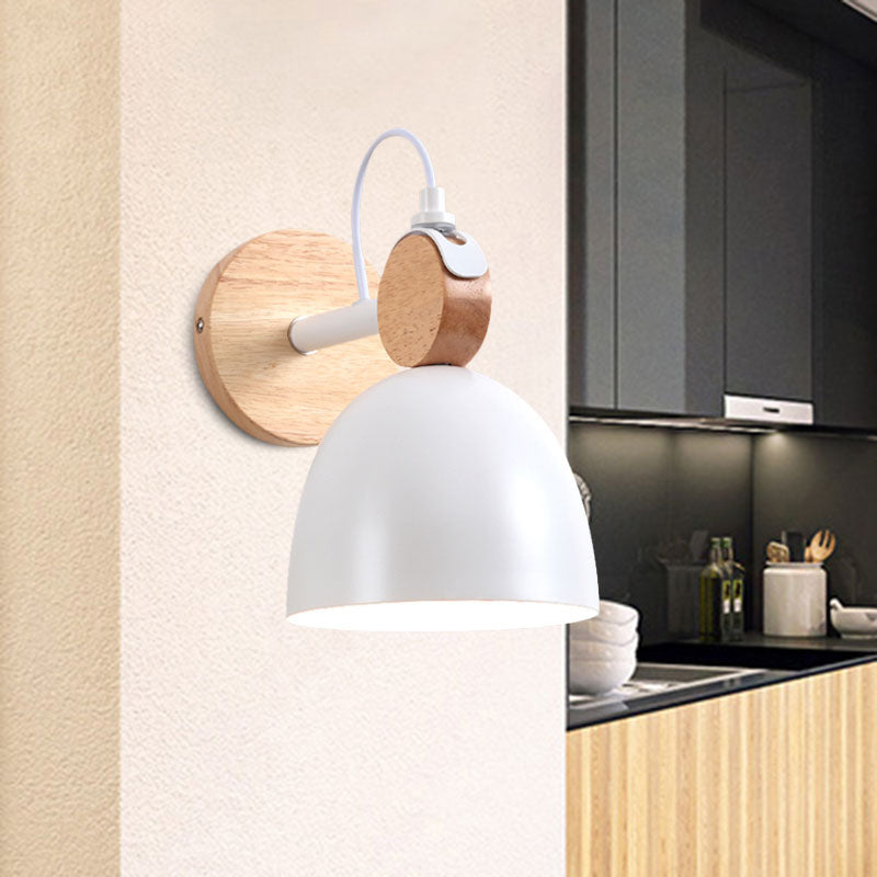 Nordic Wall Lamp with Angle-Adjustable Domed Shade and One Light for Bedroom