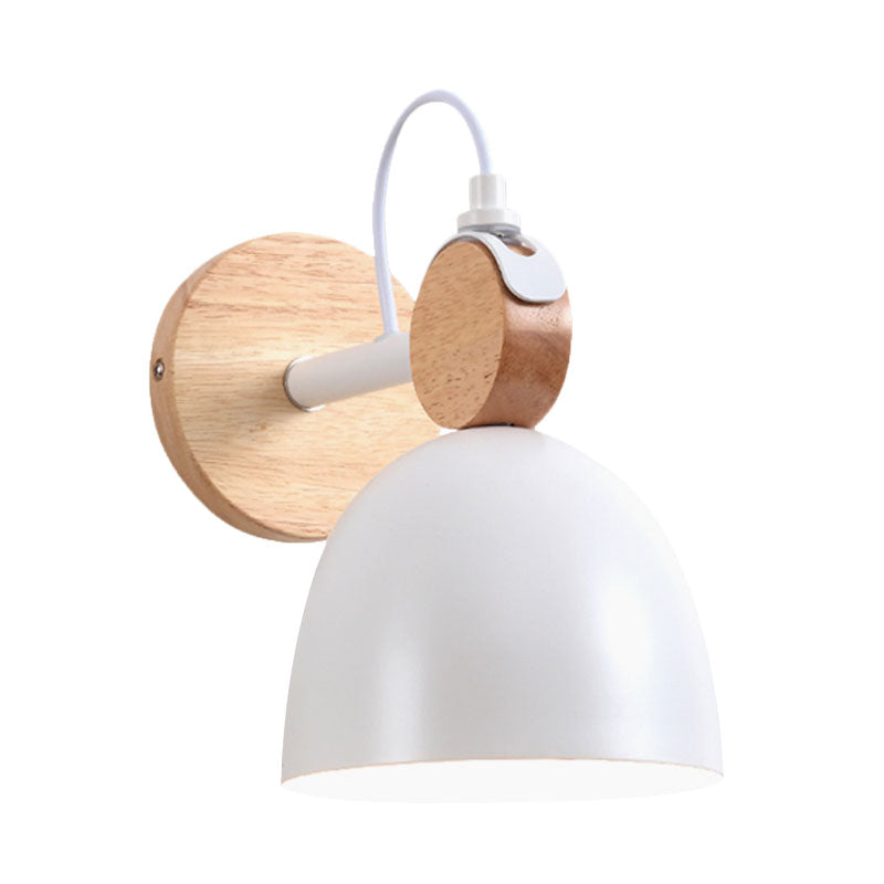 Nordic Wall Lamp with Angle-Adjustable Domed Shade and One Light for Bedroom