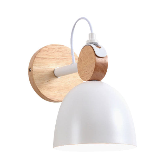 Nordic Wall Lamp with Angle-Adjustable Domed Shade and One Light for Bedroom