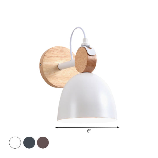 Nordic Wall Lamp with Angle-Adjustable Domed Shade and One Light for Bedroom