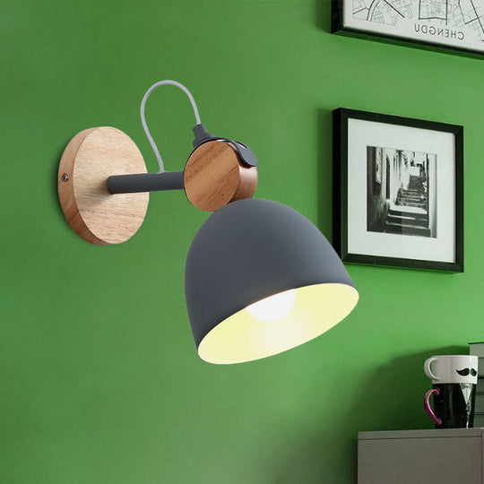 Nordic Wall Lamp with Angle-Adjustable Domed Shade and One Light for Bedroom