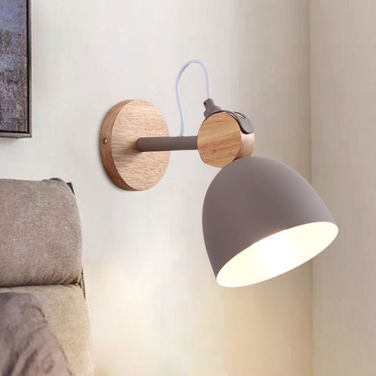 Nordic Wall Lamp with Angle-Adjustable Domed Shade and One Light for Bedroom
