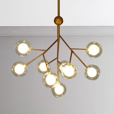 Modern Branching Chandelier with Clear Glass Ball Shades - 9/27 Bulbs - Black/White Ceiling Light Fixture