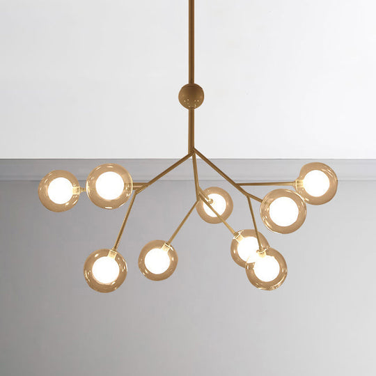 Modern Branching Chandelier with Clear Glass Ball Shades - 9/27 Bulbs - Black/White Ceiling Light Fixture