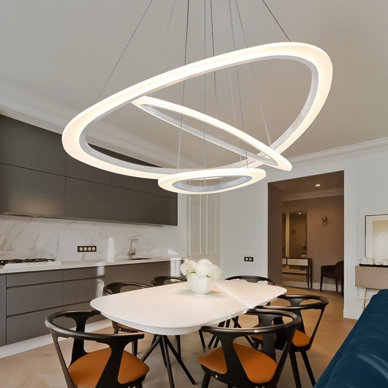 Modern LED Acrylic Triangle Ceiling Pendant Light Fixture - 1/2/3-Heads in Warm/White Light