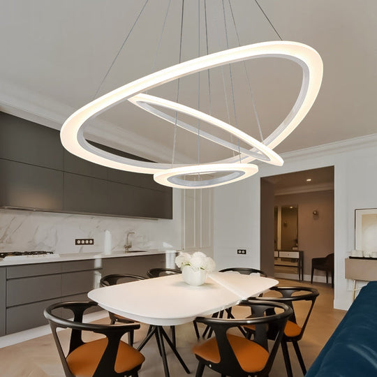 Modern LED Acrylic Triangle Ceiling Pendant Light Fixture - 1/2/3-Heads in Warm/White Light