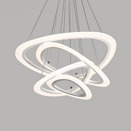 Modern LED Acrylic Triangle Ceiling Pendant Light Fixture - 1/2/3-Heads in Warm/White Light
