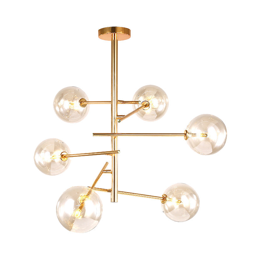 Starburst Design LED Chandelier with 6/8 Lights - Clear Glass - Gold Finish