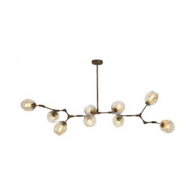 Contemporary Glass Bubble Chandelier: Adjustable Pendant for Dining Room, 3/5 Heads, Black/Gold Finish