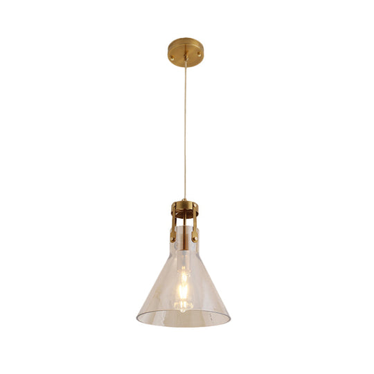 Horn Kitchen Table Pendant: Elegant Cognac Glass & Simple Style Suspension Lighting