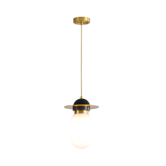 Post-Modern Brass Pill Capsule Pendant Light - Single Bedside Suspension Lamp