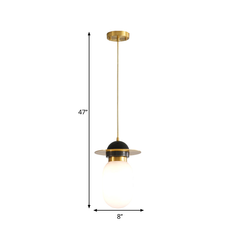 Post-Modern Brass Pill Capsule Pendant Light - Single Bedside Suspension Lamp