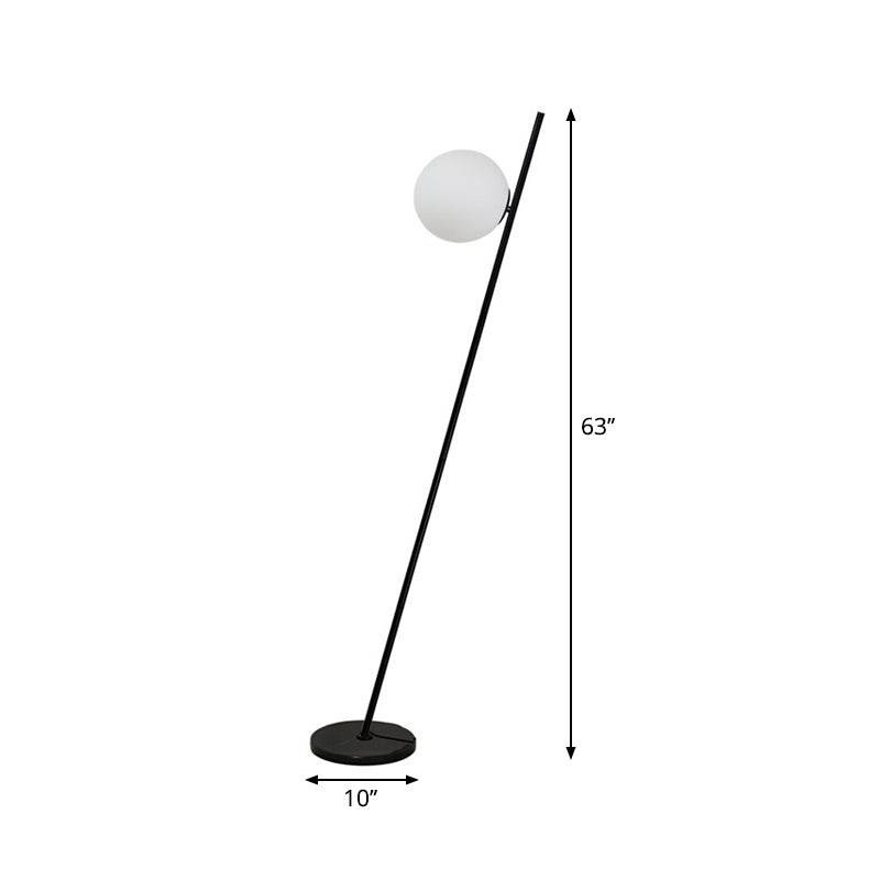 Minimalist Black Linear Floor Lamp with Opal White Glass Shade - Perfect for Bedroom or Living Room Lighting