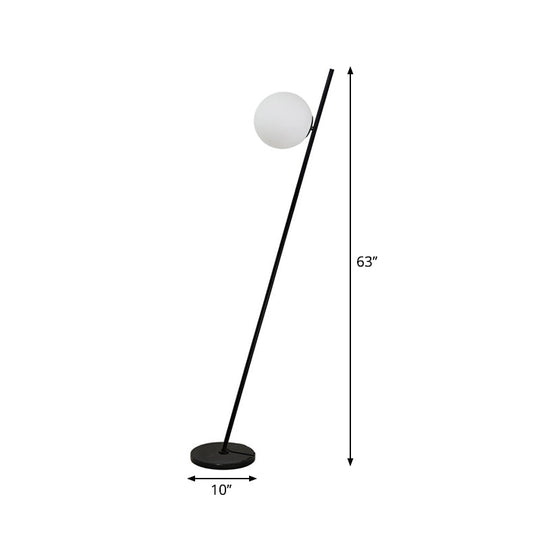 Minimalist Black Linear Floor Lamp with Opal White Glass Shade - Perfect for Bedroom or Living Room Lighting