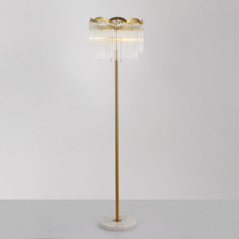 Modern Glass Bar Gold Floor Lamp with 3 Waved Round Lights
