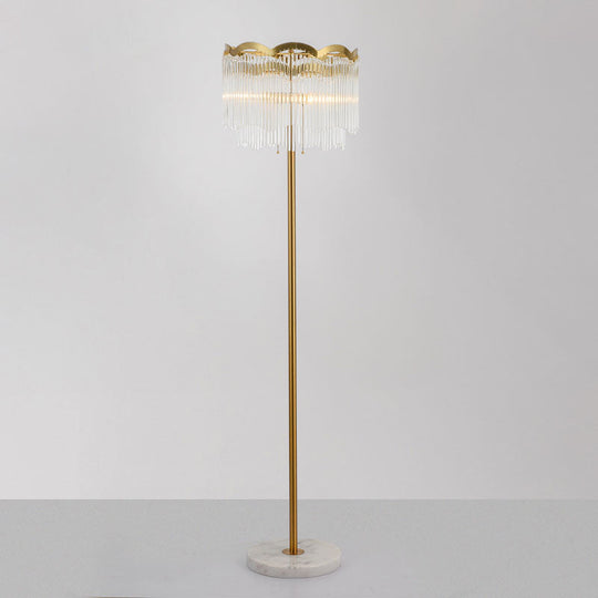 Modern Glass Bar Gold Floor Lamp with 3 Waved Round Lights