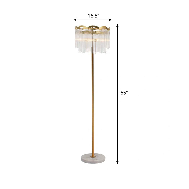 Modern Glass Bar Gold Floor Lamp with 3 Waved Round Lights