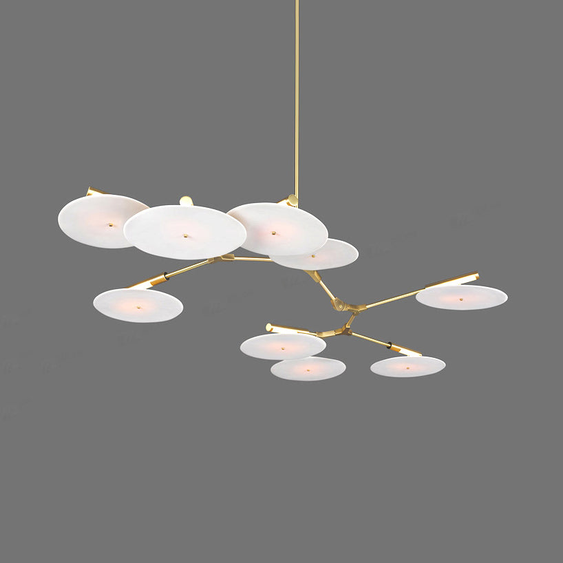 Modern Black/Gold Chandelier for Living Room - 5/9/11 Lights, Disc Acrylic Shade