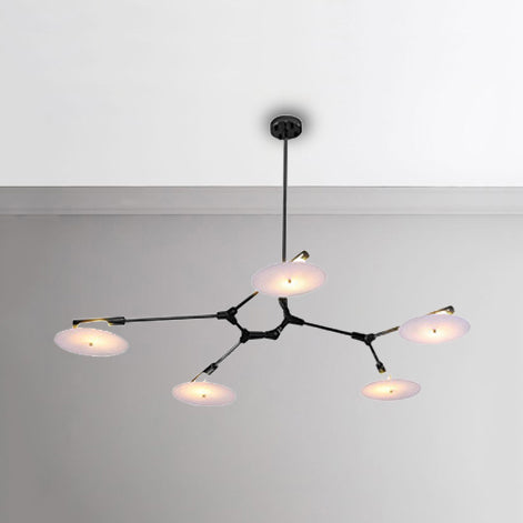 Modern Black/Gold Chandelier for Living Room - 5/9/11 Lights, Disc Acrylic Shade