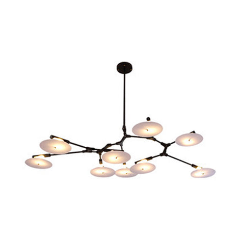 Modern Black/Gold Chandelier for Living Room - 5/9/11 Lights, Disc Acrylic Shade