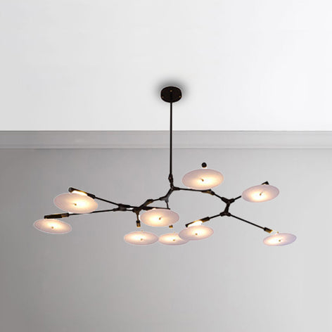 Modern Black/Gold Chandelier for Living Room - 5/9/11 Lights, Disc Acrylic Shade