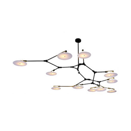 Modern Black/Gold Chandelier for Living Room - 5/9/11 Lights, Disc Acrylic Shade