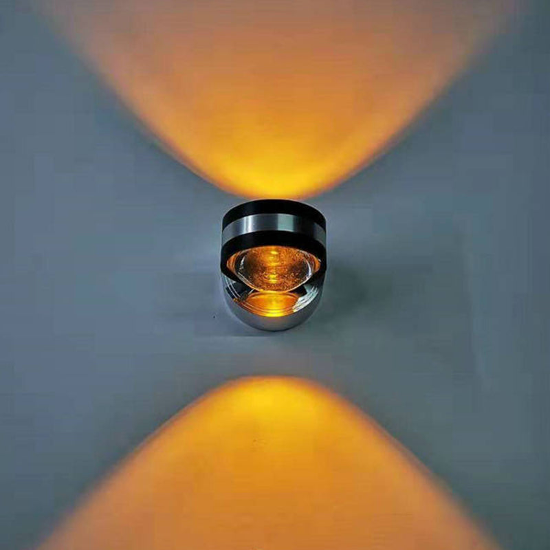 Mini Crystal LED Wall Lamp: Minimalist Chrome Sconce for Bedroom, Blue/Purple/Red Light