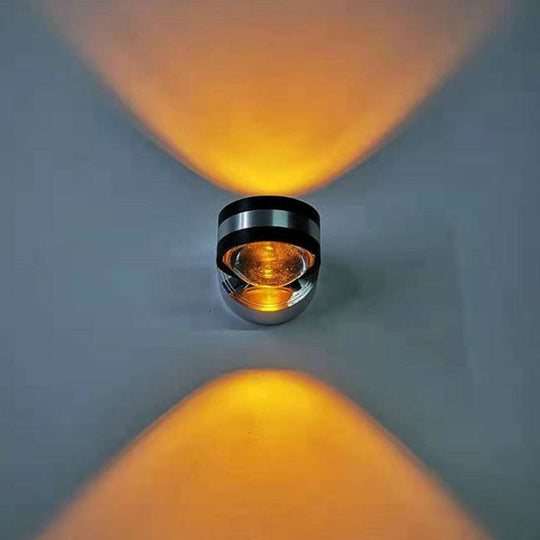 Mini Crystal LED Wall Lamp: Minimalist Chrome Sconce for Bedroom, Blue/Purple/Red Light