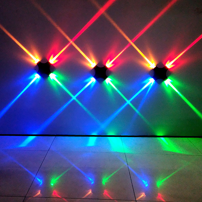 Modern Black X-Shaped 4-Way Wall Mount Lamp with RGB LED Sconce Light