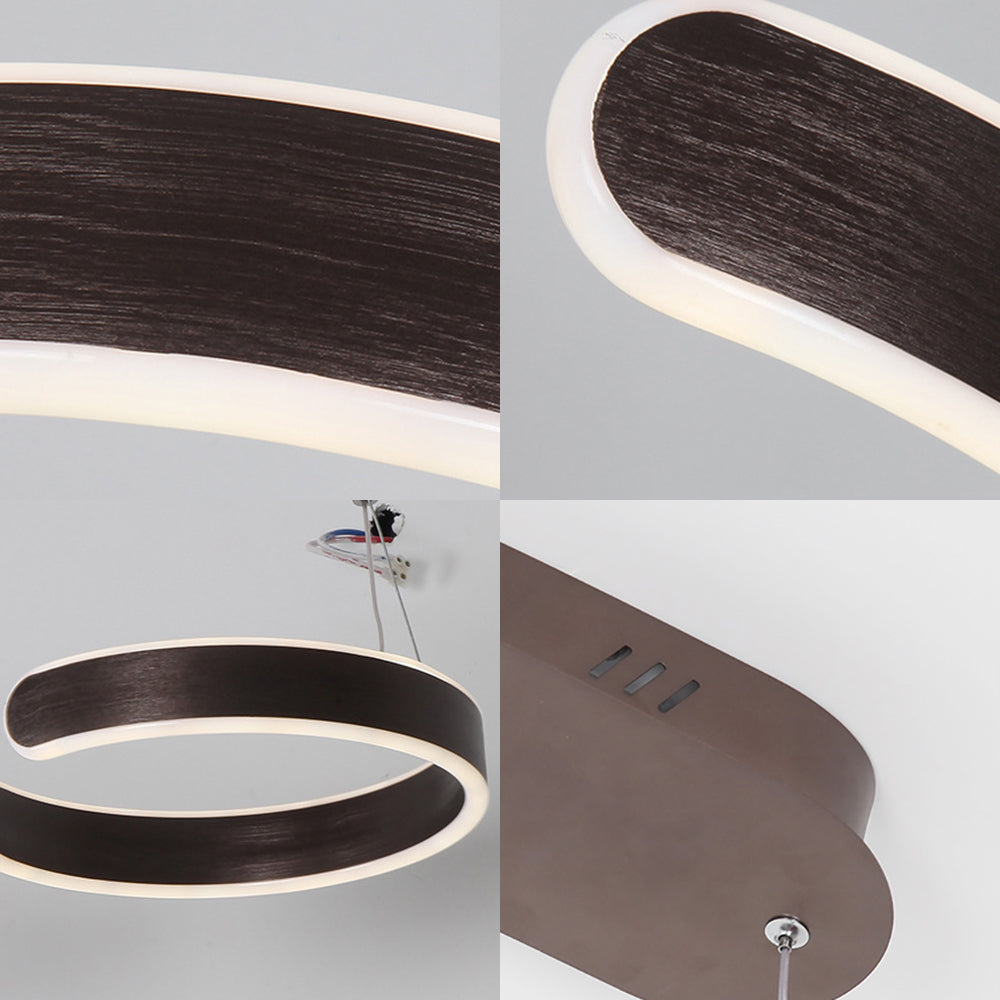 Modern S-Shaped LED Acrylic Chandelier - Brown/Gold Finish - 23.5"/31.5" Wide - Warm/White/Natural Light