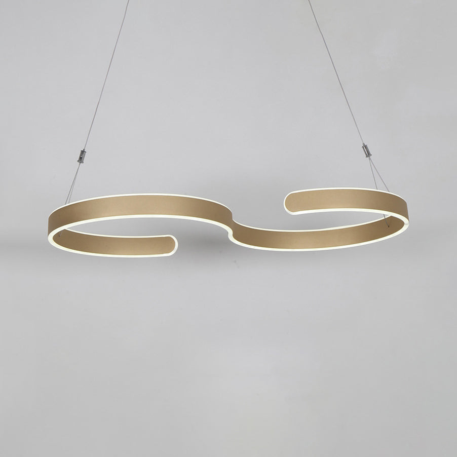 Modern S-Shaped LED Acrylic Chandelier - Brown/Gold Finish - 23.5"/31.5" Wide - Warm/White/Natural Light