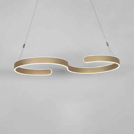 Modern S-Shaped LED Acrylic Chandelier - Brown/Gold Finish - 23.5"/31.5" Wide - Warm/White/Natural Light