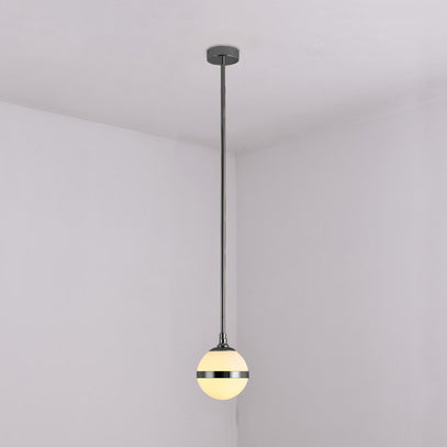 Modern Milk Glass Sphere Shade E27 Hanging Light in White for Dining Room