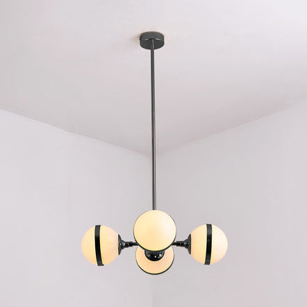 Modern Milk Glass Sphere Shade E27 Hanging Light in White for Dining Room