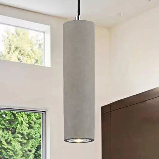 Nordic Style Tube Pendant Light in Grey - Warm/White Light