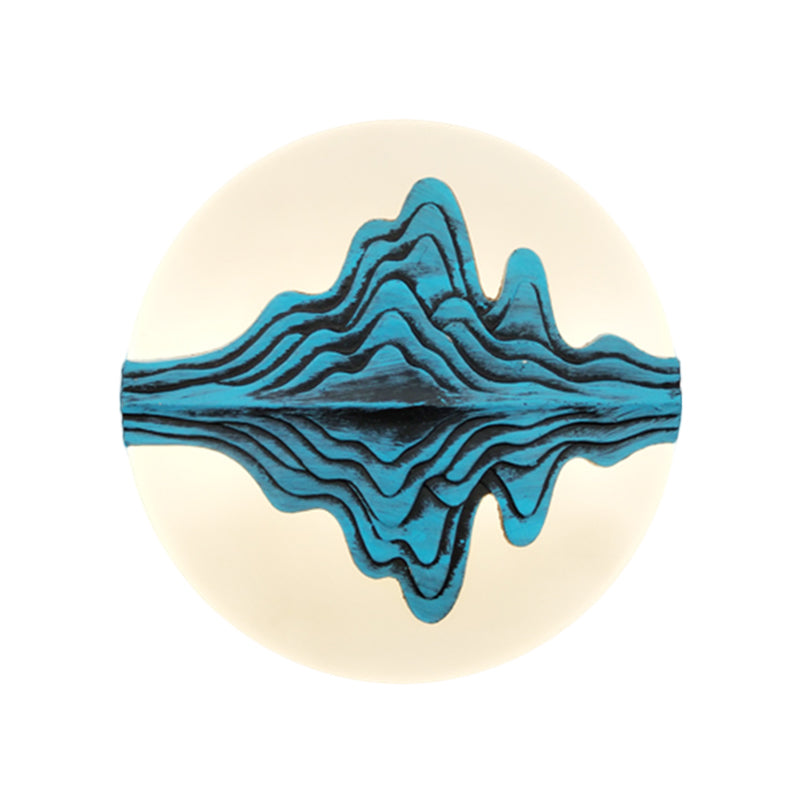 Gold/Blue Chinese Style LED Acrylic Wall-Mounted Lamp with Rounded Mountain Mural for Bedrooms