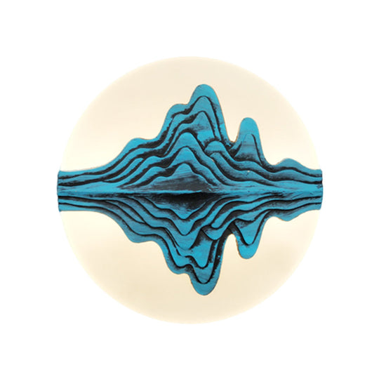 Gold/Blue Chinese Style LED Acrylic Wall-Mounted Lamp with Rounded Mountain Mural for Bedrooms