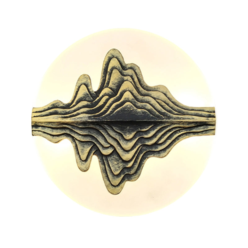 Gold/Blue Chinese Style LED Acrylic Wall-Mounted Lamp with Rounded Mountain Mural for Bedrooms