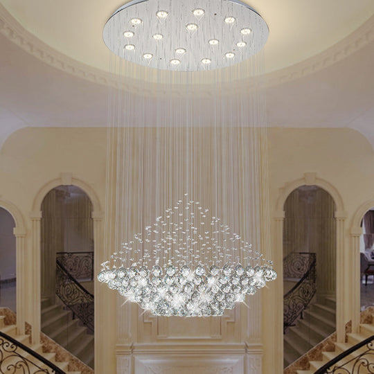 LED Multi Pendant Crystal Orb Hall Ceiling Light – Stylish Chrome Diamond Shaped Design