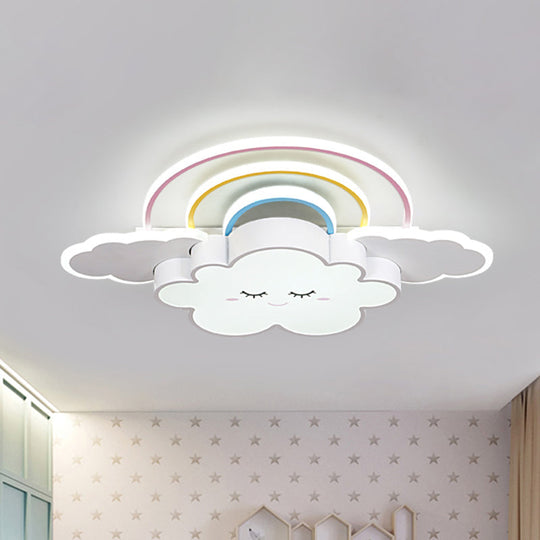 Kids Room Cloud and Rainbow LED Ceiling Lamp in White/Pink
