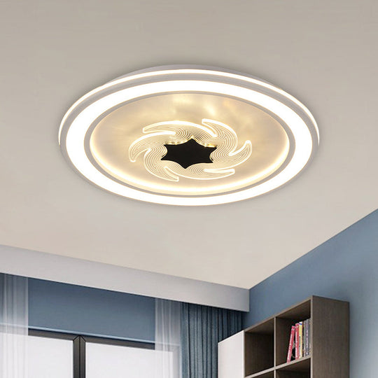 Kids LED Acrylic Flush Mount Light with Windmill Detail - Black and White Lighting