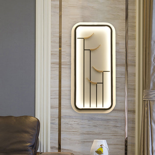 Chinese Style Acrylic LED Wall Lamp with Eave Pattern in Black and White