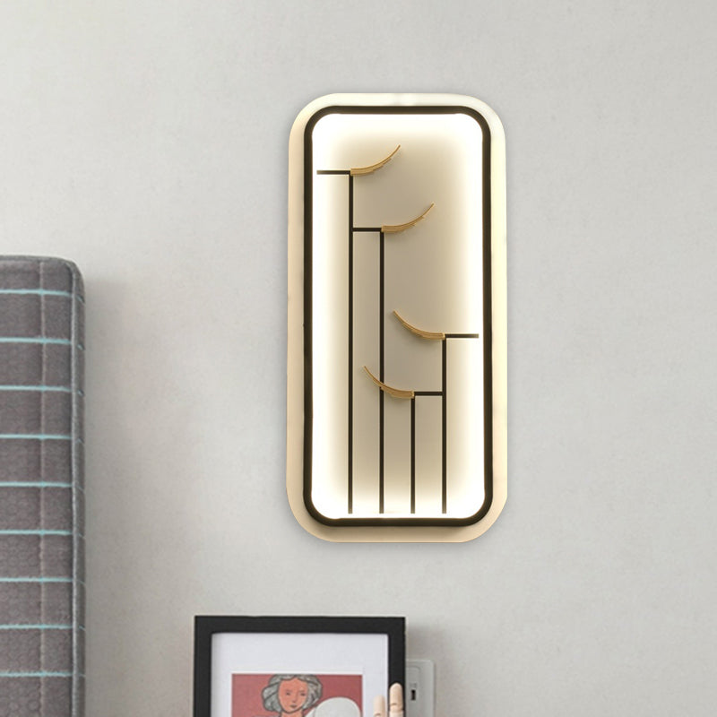 Chinese Style Acrylic LED Wall Lamp with Eave Pattern in Black and White