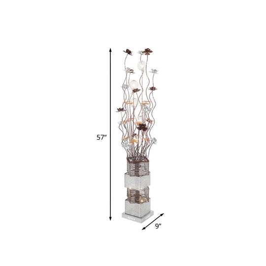 Curved Stick LED Floor Lamp in Warm/White Light - Modern Aluminum Bloom Design for Art Decor and Coffee Ambiance