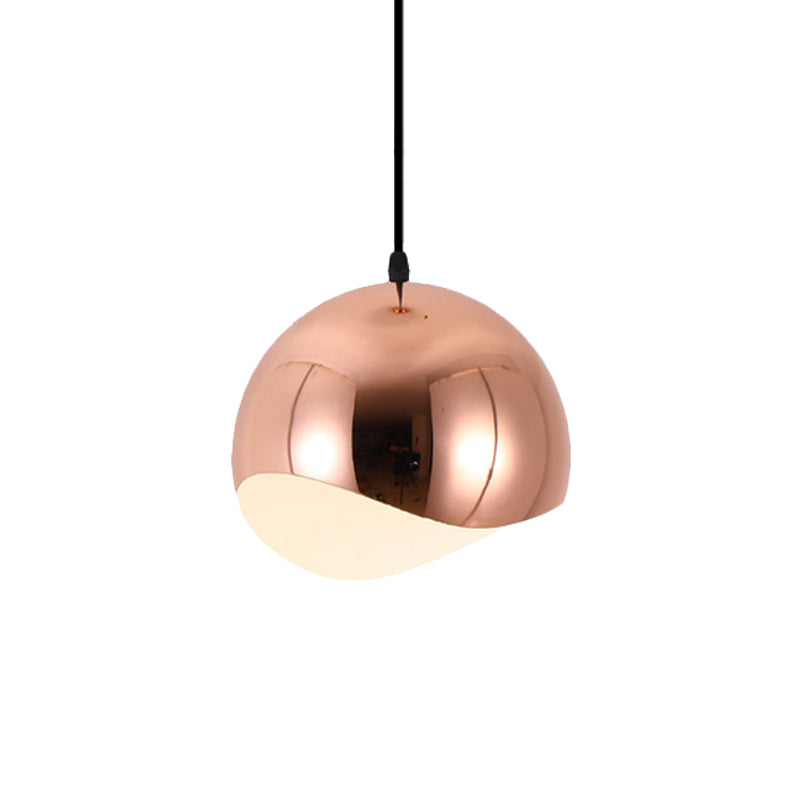 Modern Kitchen Pendant Light with Waveforms Dome Shade in Black/Chrome, 8"/12" Width