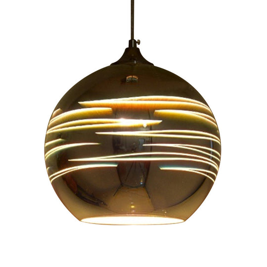 Contemporary Globe 3-D Glass Pendant Lamp - Chrome/Gold - 1 Light - Wide (6"/8"/10")