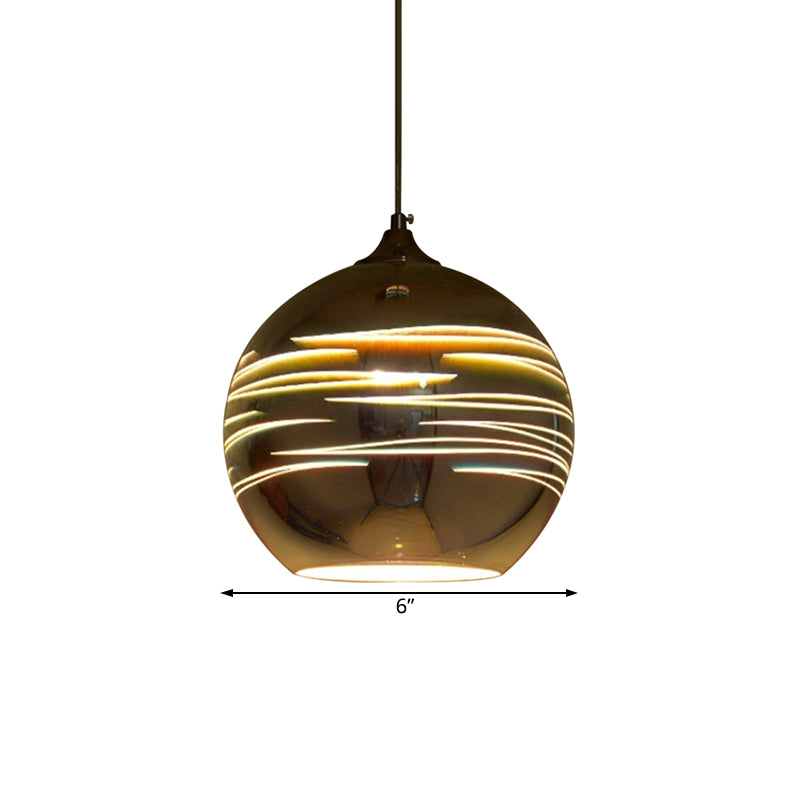 Contemporary Globe 3-D Glass Pendant Lamp - Chrome/Gold - 1 Light - Wide (6"/8"/10")
