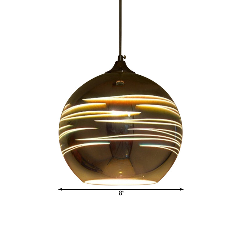 Contemporary Globe 3-D Glass Pendant Lamp - Chrome/Gold - 1 Light - Wide (6"/8"/10")