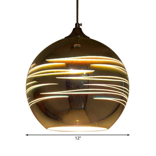 Contemporary Globe 3-D Glass Pendant Lamp - Chrome/Gold - 1 Light - Wide (6"/8"/10")