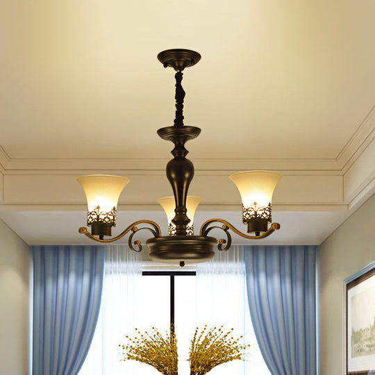 Rustic Swooping Arm Chandelier - Black Metal Pendant Light with 3/6/8-Head Ceiling Lighting